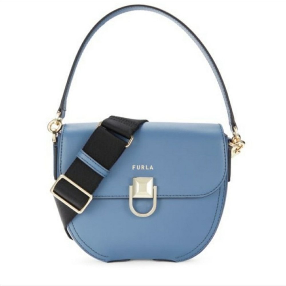 Furla Logo Leather Saddle Crossbody Bag